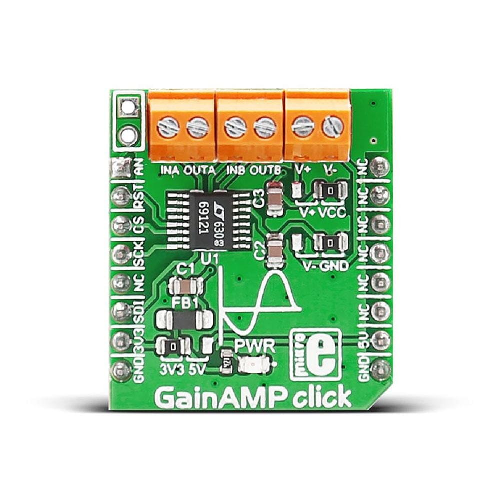 Mikroelektronika d.o.o. MIKROE-2555 GainAMP Click Board - The Debug Store UK