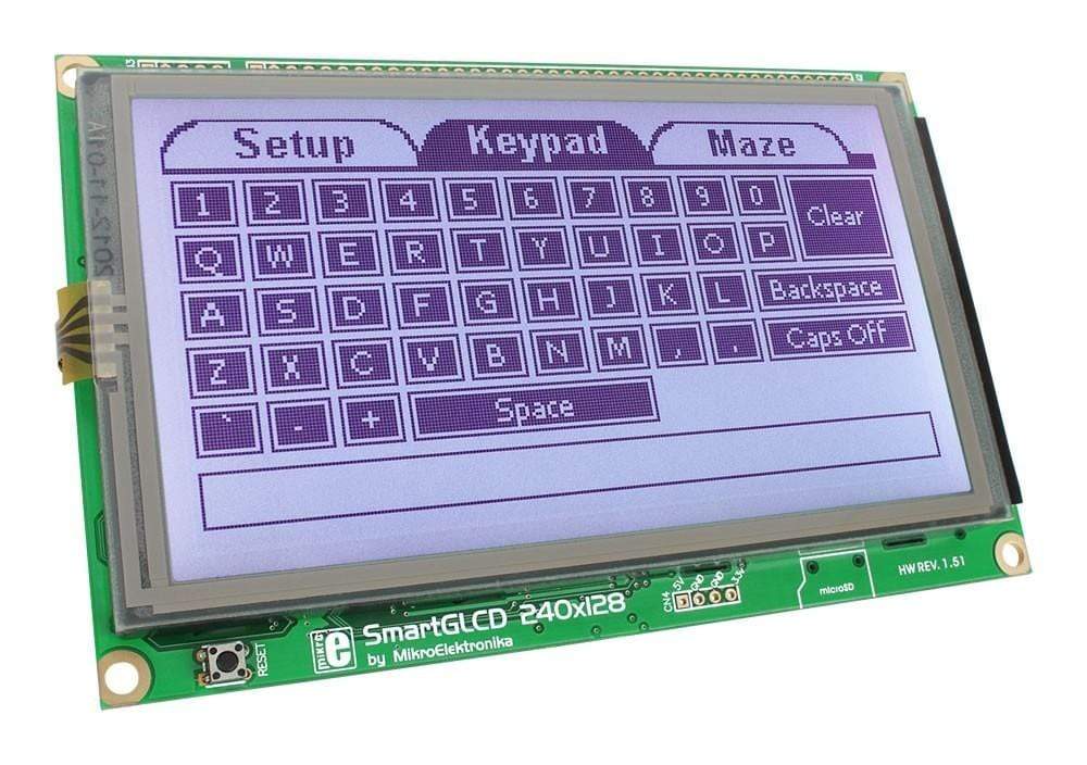 Mikroelektronika d.o.o. MIKROE-762 SmartGLCD 240x128 Board - The Debug Store UK