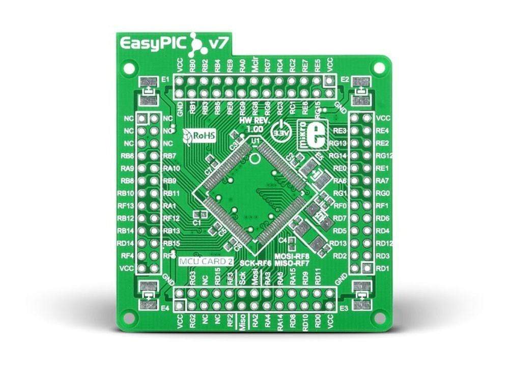 Mikroelektronika d.o.o. MIKROE-1290 EasyPIC Fusion v7 Empty MCU card2 100pin TQFP PT - The Debug Store UK