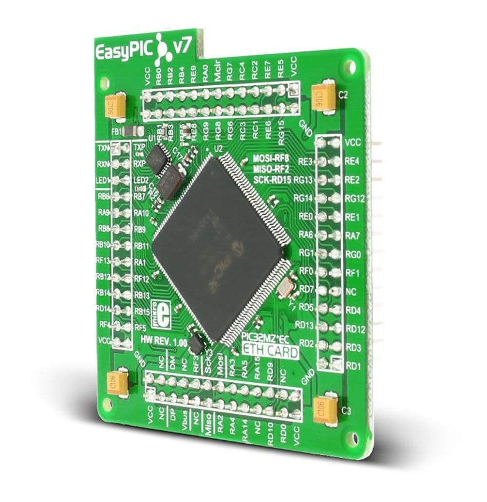 Mikroelektronika d.o.o. MIKROE-2558 EasyPIC FUSION v7 ETH MCU card with PIC32MZ2048ECH144 - The Debug Store UK