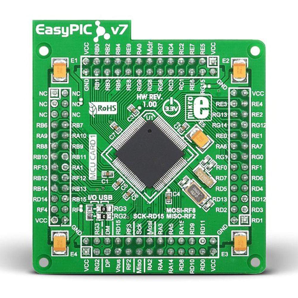 Mikroelektronika d.o.o. MIKROE-1209 EasyPIC FUSION v7 MCU card with PIC24EP512GU810 - The Debug Store UK