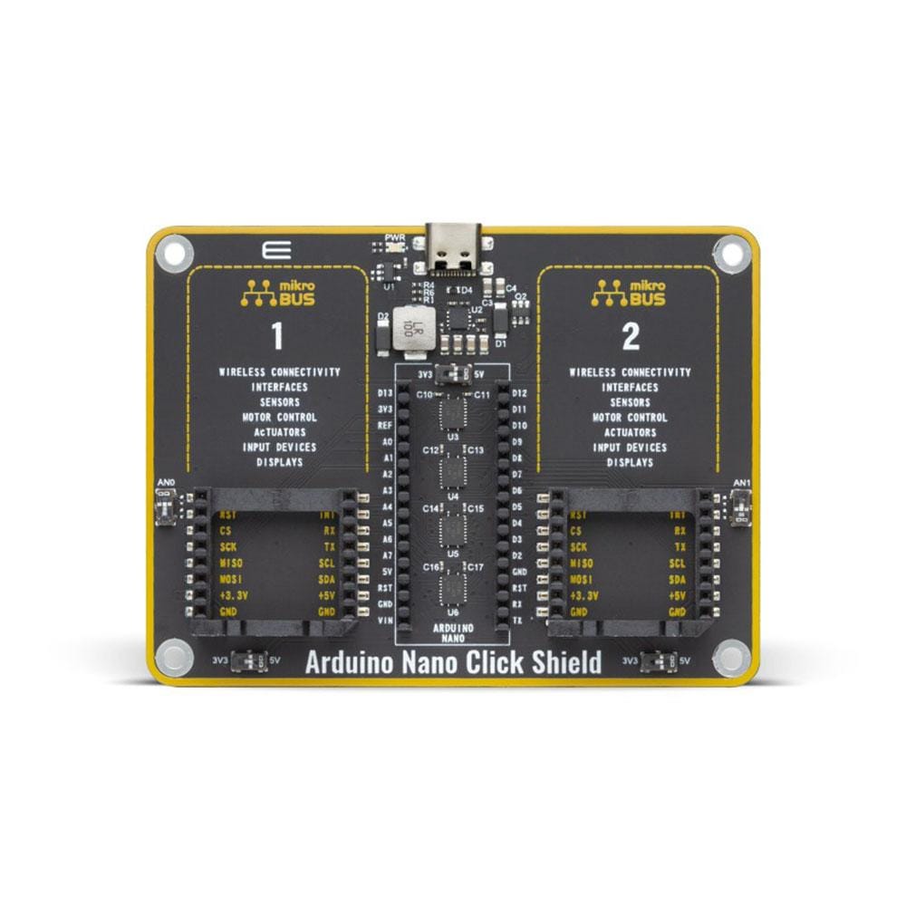 Mikroelektronika d.o.o. MIKROE-4443 Arduino Nano Click Shield - The Debug Store UK