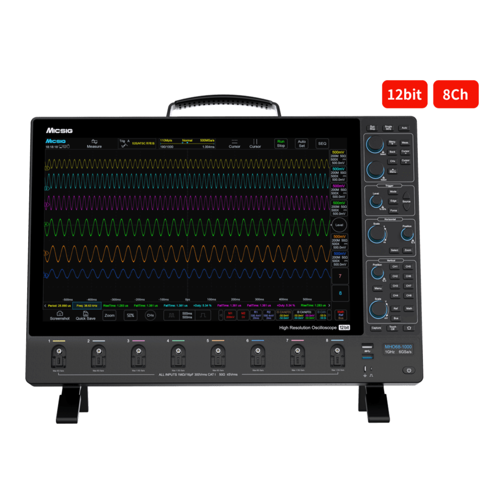 Micsig MH068-350 Micsig MHO 6 Series 8CH Oscilloscope - 1GHz Bandwidth, 6GSa/s Sampling Rate - The Debug Store UK