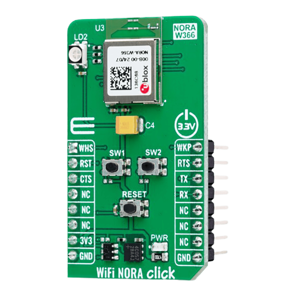 mikroe MIKROE-6217 WiFi NORA Click Board™ - Dual-Band WiFi & BLE Connectivity Solution for Professional Applications - The Debug Store UK