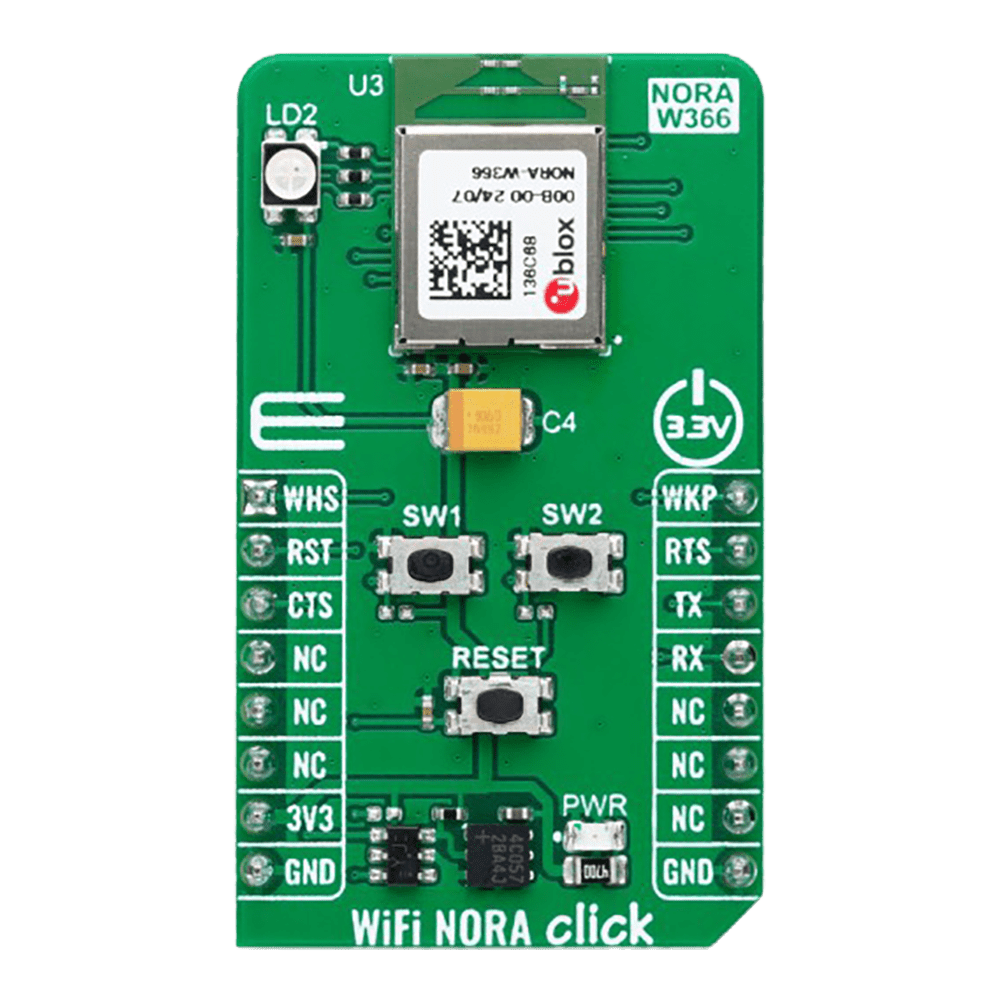 mikroe MIKROE-6217 WiFi NORA Click Board™ - Dual-Band WiFi & BLE Connectivity Solution for Professional Applications - The Debug Store UK