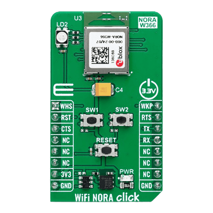 mikroe MIKROE-6217 WiFi NORA Click Board™ - Dual-Band WiFi & BLE Connectivity Solution for Professional Applications - The Debug Store UK