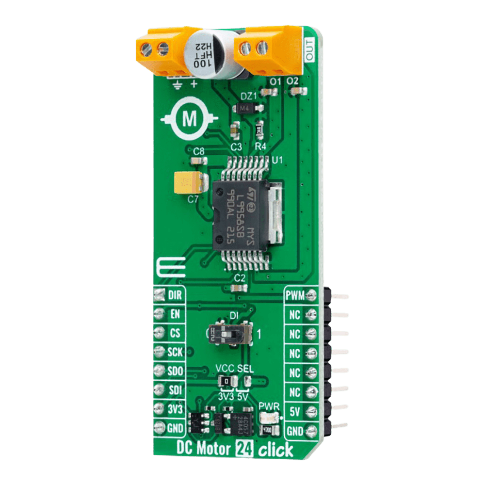 Mikroelektronika d.o.o. MIKROE-5537 DC Motor 24 Click Board™: Precision Control for Brushed DC Motors - The Debug Store UK