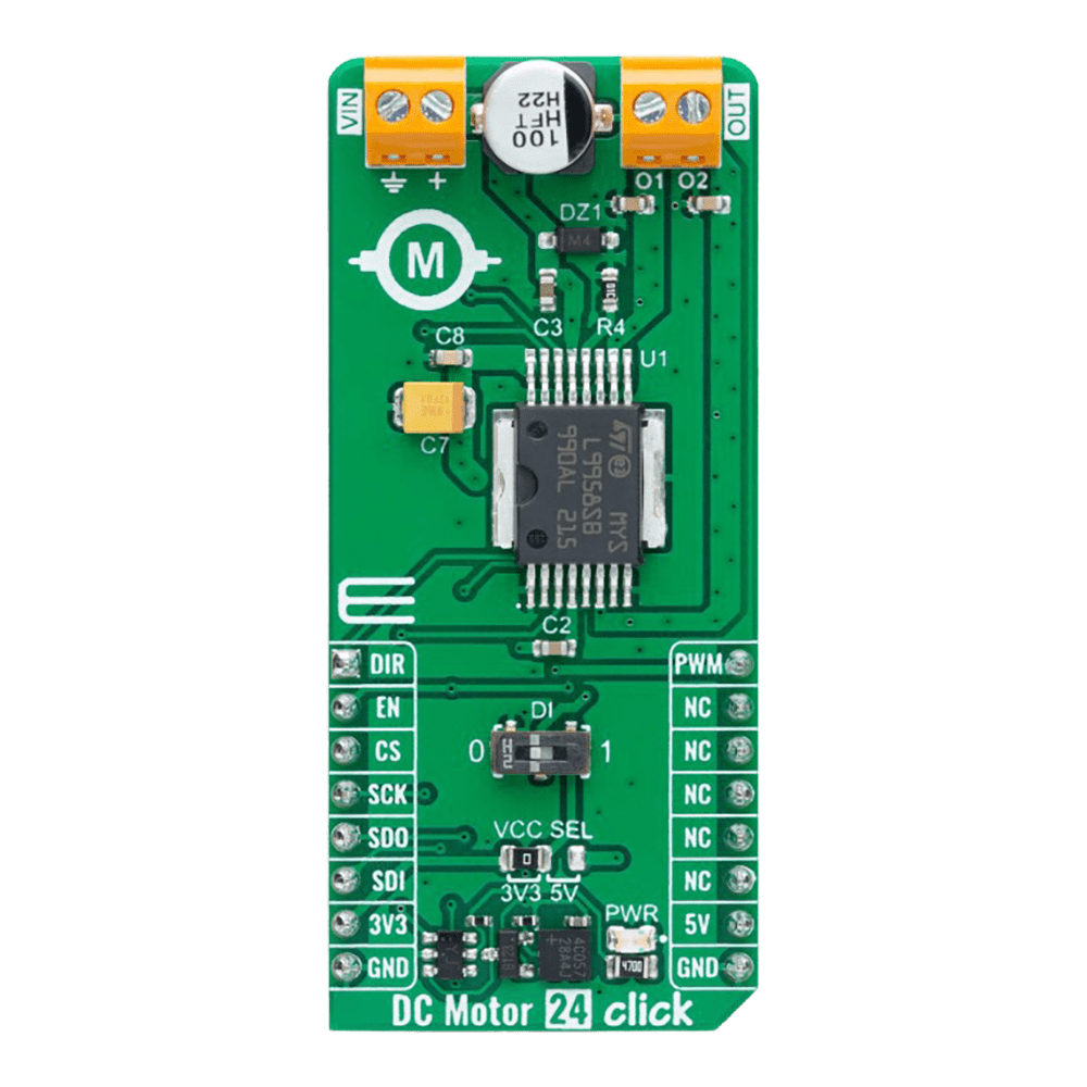 Mikroelektronika d.o.o. MIKROE-5537 DC Motor 24 Click Board™: Precision Control for Brushed DC Motors - The Debug Store UK