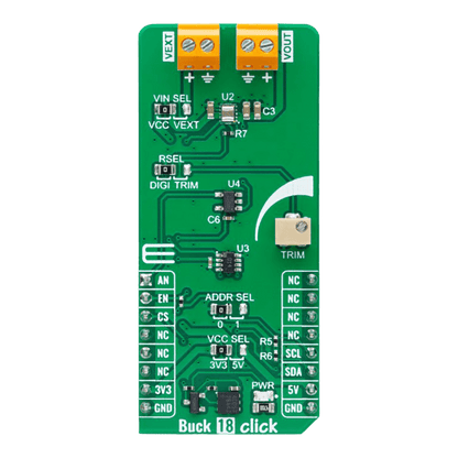 Mikroelektronika d.o.o. MIKROE-6071 Buck 18 Click Board™ - Ultra-Low Power Step-Down Voltage Converter - The Debug Store UK