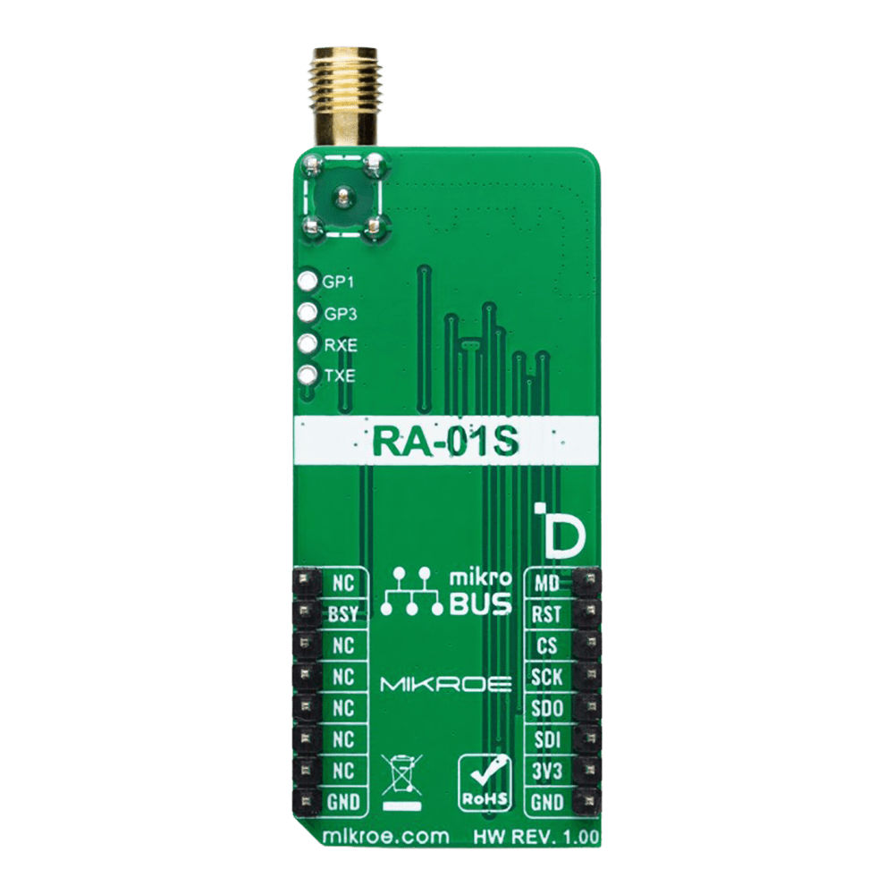 Mikroelektronika d.o.o. MIKROE-6112 LR 6 Click Board™ - Ultra-Long Range LoRa™ Module for Professional Engineers - The Debug Store UK