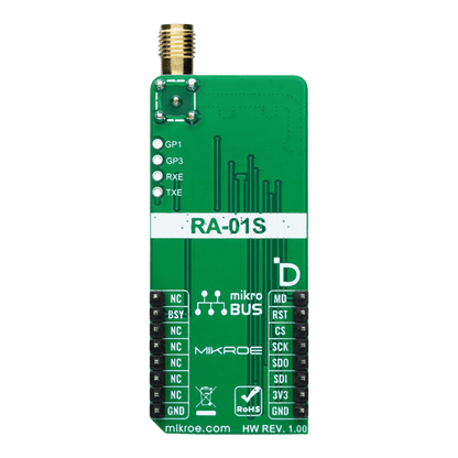 Mikroelektronika d.o.o. MIKROE-6112 LR 6 Click Board™ - Ultra-Long Range LoRa™ Module for Professional Engineers - The Debug Store UK