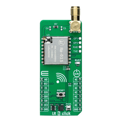 Mikroelektronika d.o.o. MIKROE-6112 LR 6 Click Board™ - Ultra-Long Range LoRa™ Module for Professional Engineers - The Debug Store UK