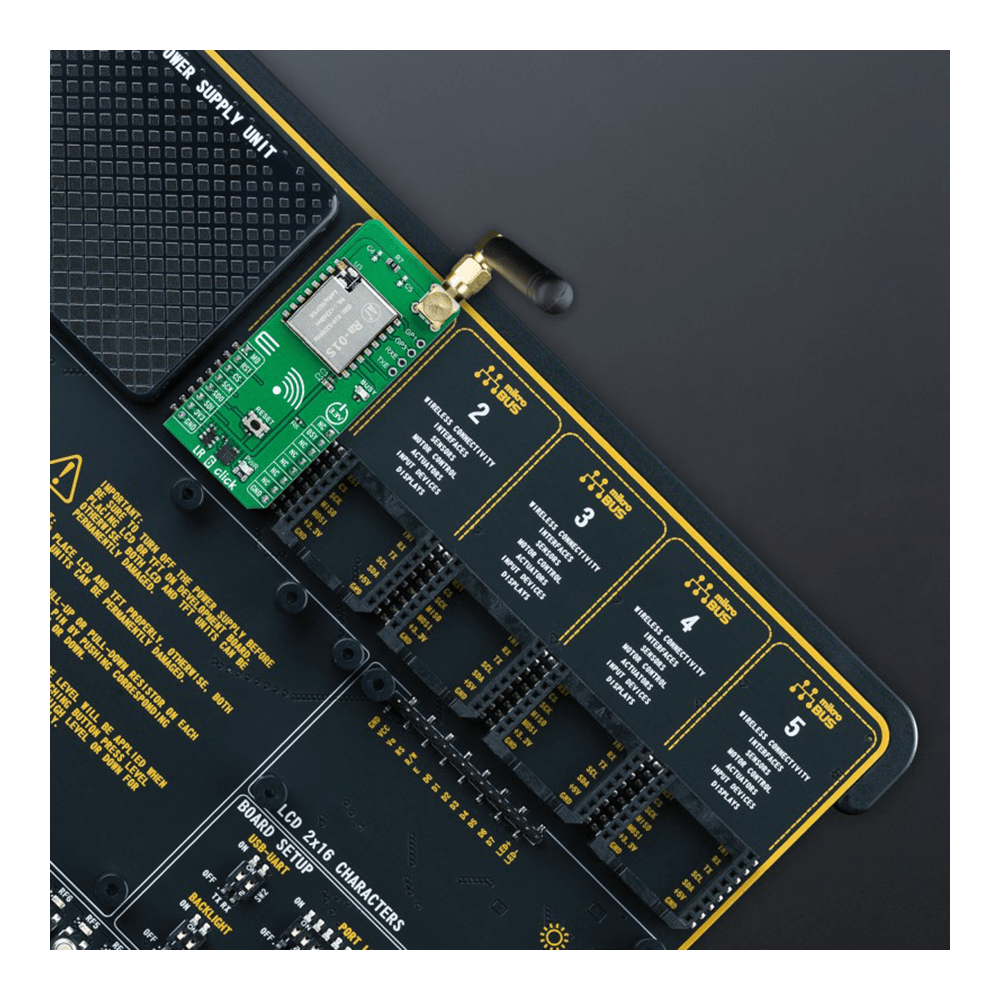 Mikroelektronika d.o.o. MIKROE-6112 LR 6 Click Board™ - Ultra-Long Range LoRa™ Module for Professional Engineers - The Debug Store UK