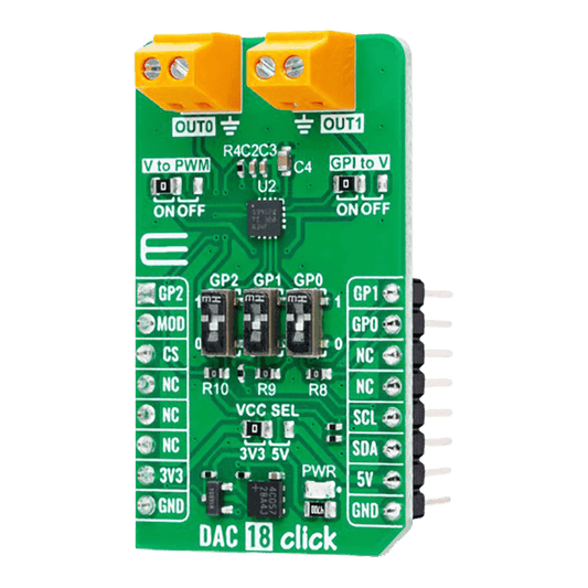 DAC 18 Click Board™ - 10-bit Smart DAC for PWM Signal Conversion