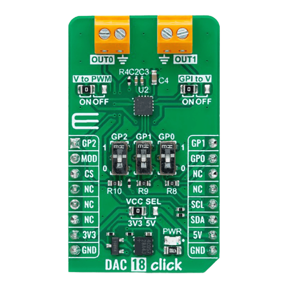 DAC 18 Click Board™ - 10-bit Smart DAC for PWM Signal Conversion