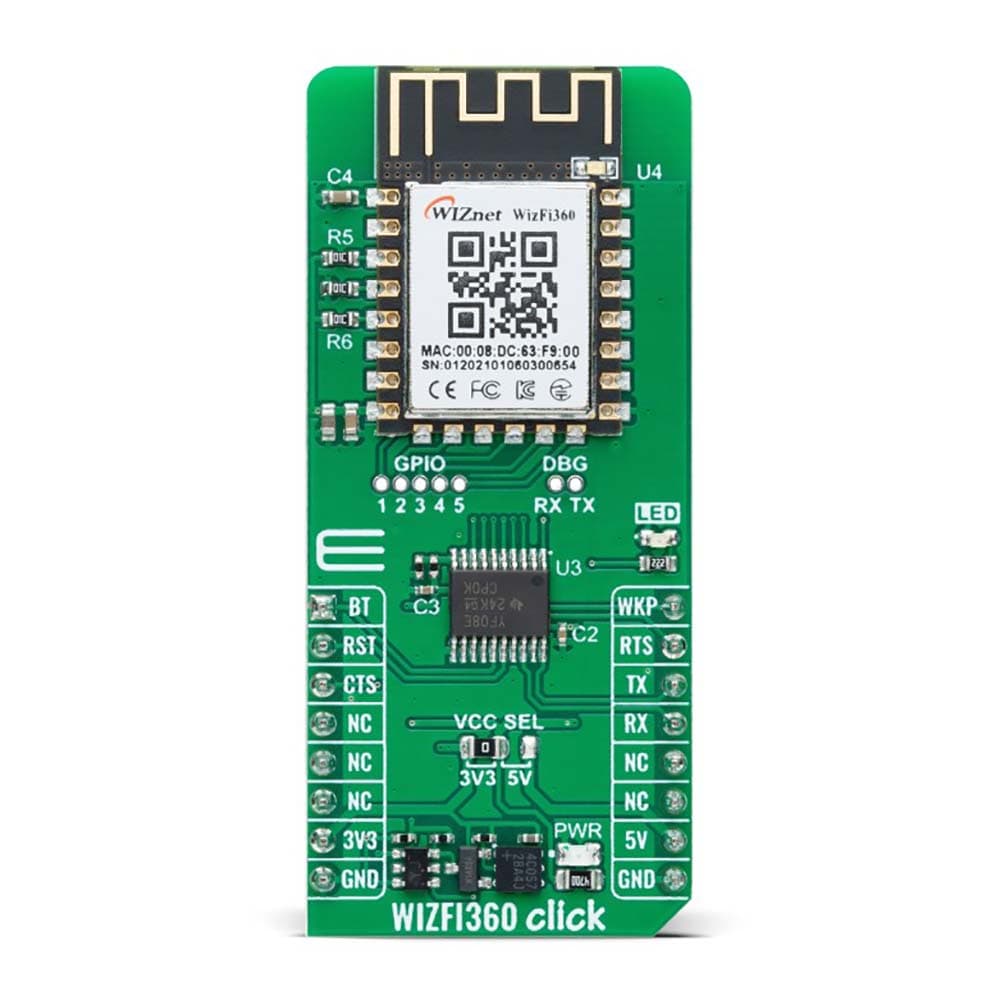 Mikroelektronika d.o.o. MIKROE-6153 WIZFI360 Click Board™ WiFi Connectivity Using WIZnet - The Debug Store UK