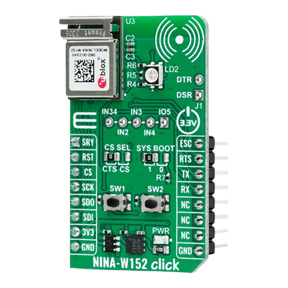 Mikroelektronika d.o.o. MIKROE-6154 NINA-W152 Click Board™ - Dual-Mode Wi-Fi & Bluetooth Module for Secure Wireless Projects - The Debug Store UK