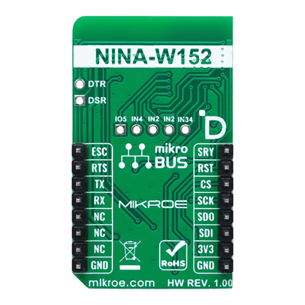 Mikroelektronika d.o.o. MIKROE-6154 NINA-W152 Click Board™ - Dual-Mode Wi-Fi & Bluetooth Module for Secure Wireless Projects - The Debug Store UK