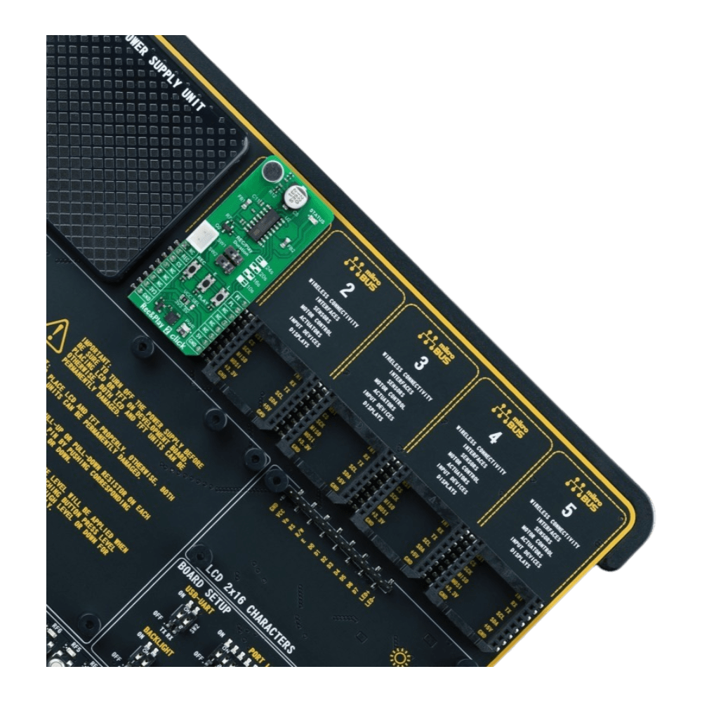 Mikroelektronika d.o.o. MIKROE-6167 Rec&Play 2 Click - Voice Recording and Playback Board for mikroBUS™ Systems - The Debug Store UK