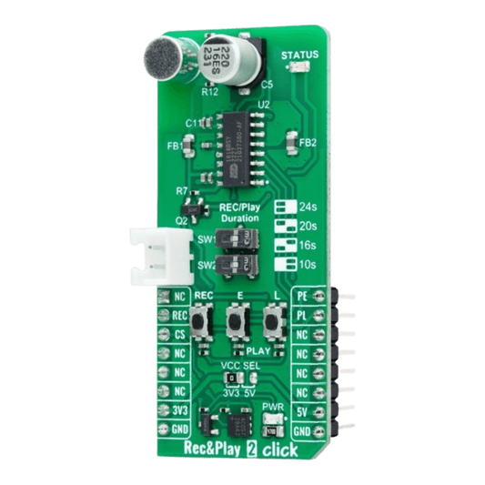 Mikroelektronika d.o.o. MIKROE-6167 Rec&Play 2 Click - Voice Recording and Playback Board for mikroBUS™ Systems - The Debug Store UK