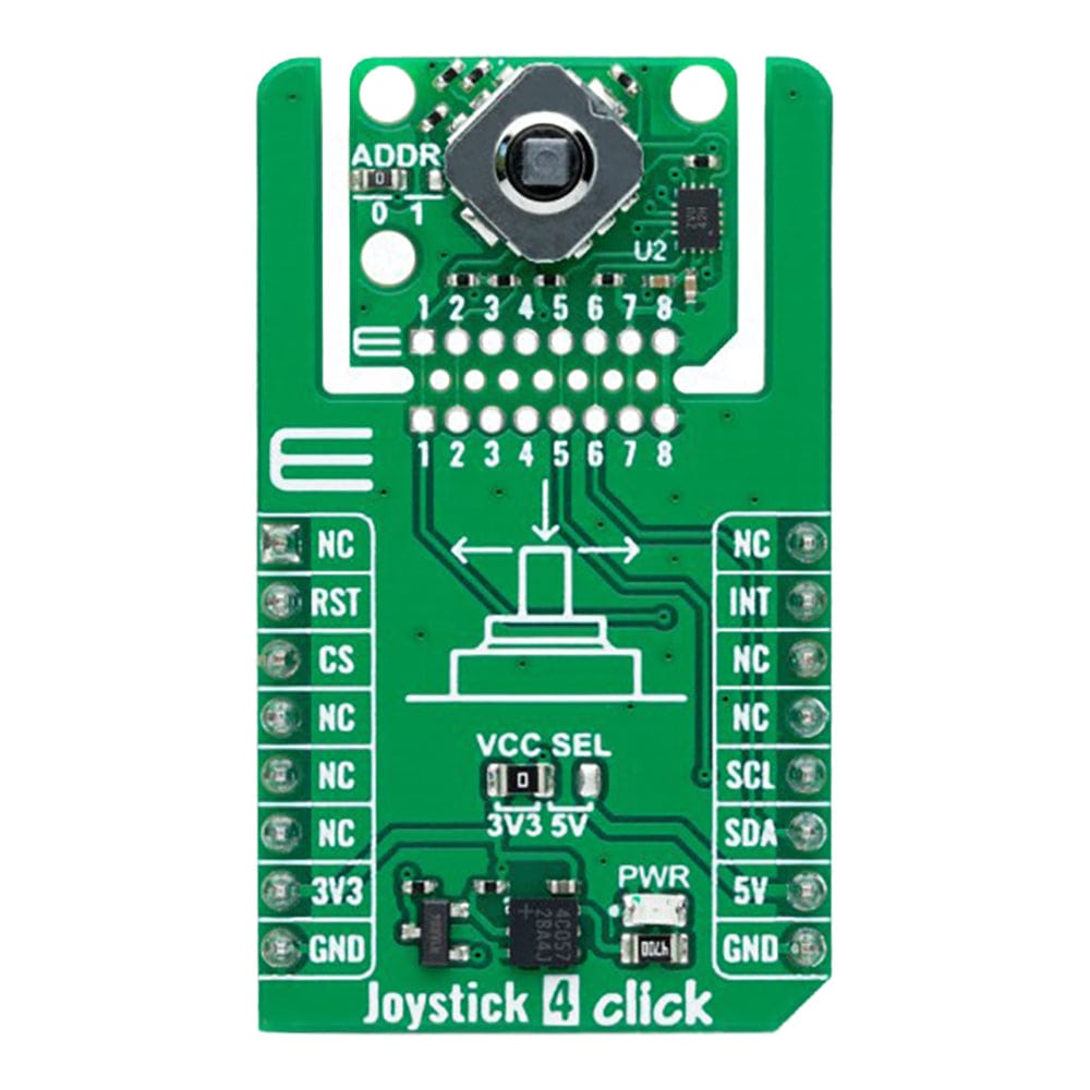 Mikroelektronika d.o.o. MIKROE-6279 Joystick 4 Click Board - Versatile 2-Axis Analog Joystick Module - The Debug Store UK