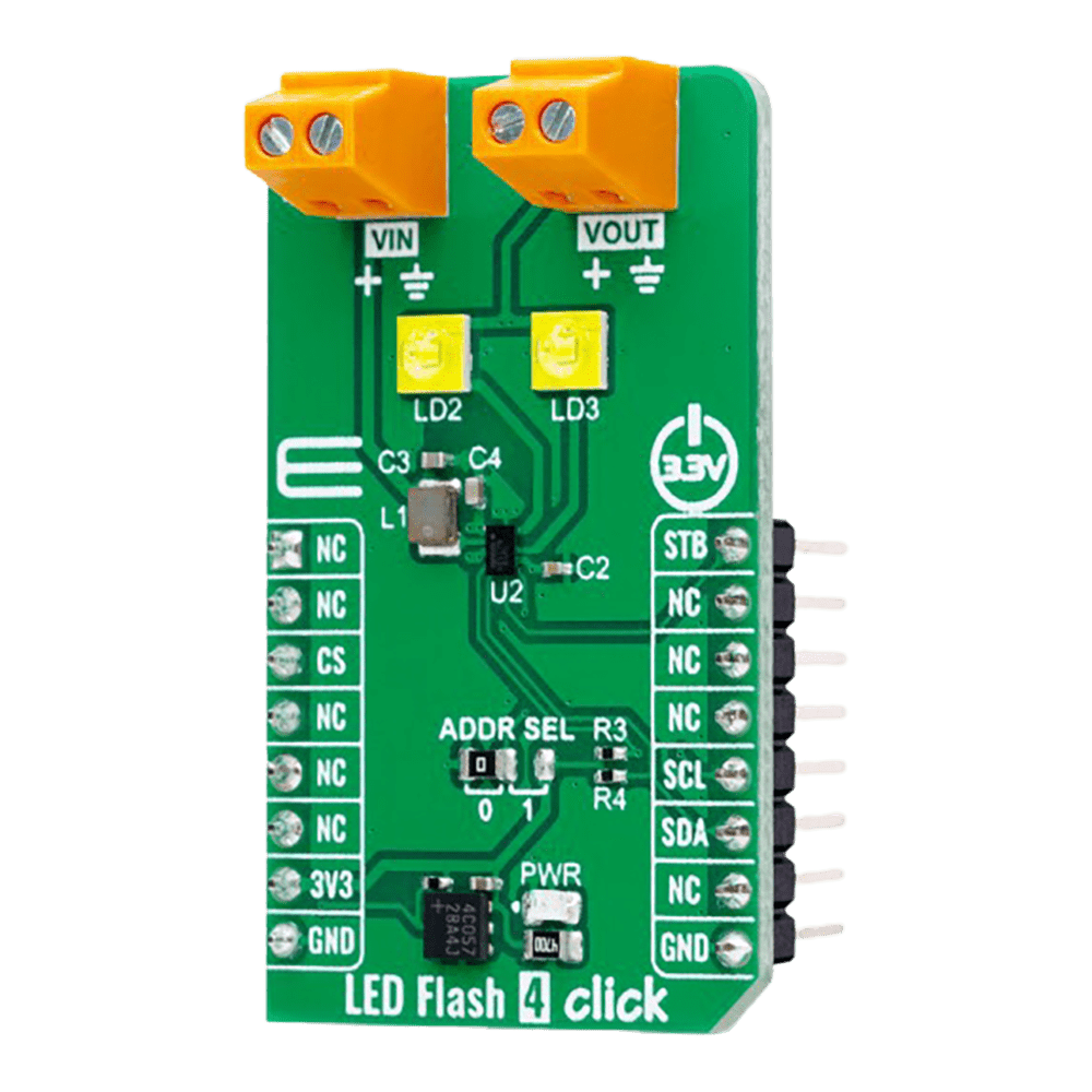 Mikroelektronika d.o.o. MIKROE-6282 LED Flash 4 Click Board™ - Compact LED Driver for Professional Lighting Solutions - The Debug Store UK