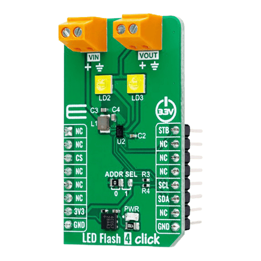 Mikroelektronika d.o.o. MIKROE-6282 LED Flash 4 Click Board™ - Compact LED Driver for Professional Lighting Solutions - The Debug Store UK