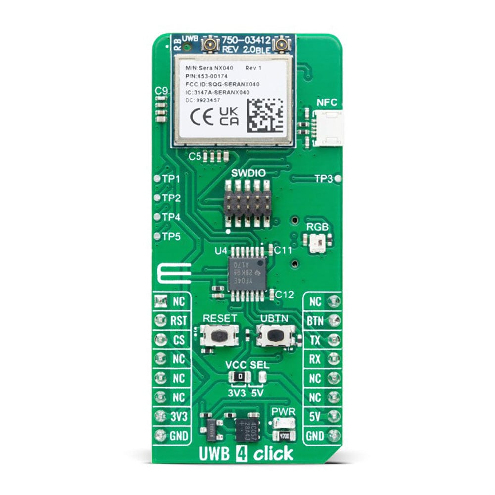 Mikroelektronika d.o.o. MIKROE-6305 UWB 4 Click Board™ UWB 4 Click Board™: Ultra-Wideband Precision Positioning and Communication Module - The Debug Store UK