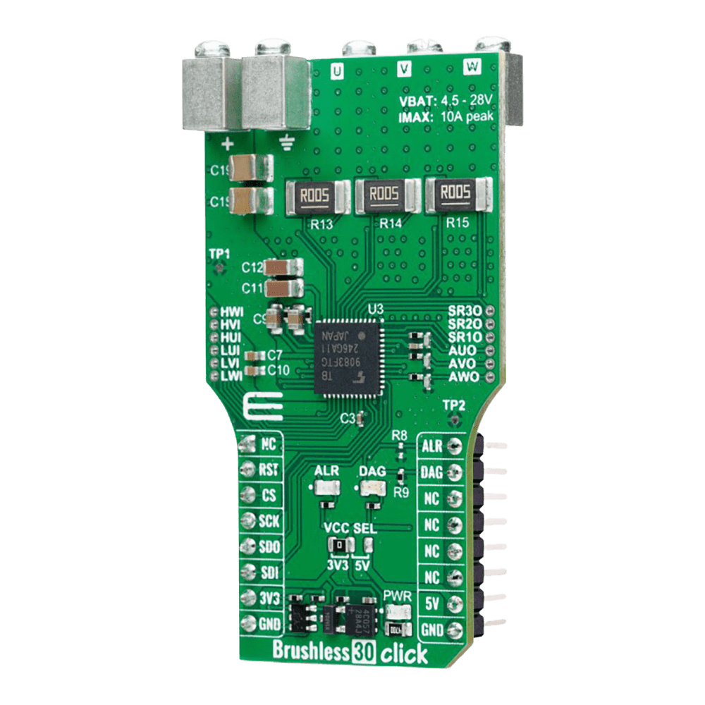 Mikroelektronika d.o.o. MIKROE-6337 Brushless 30 Click Board - Precision Brushless Motor Control Board for Automotive Applications - The Debug Store UK