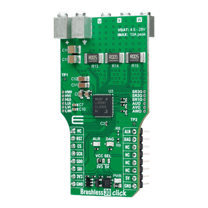 Mikroelektronika d.o.o. MIKROE-6337 Brushless 30 Click Board - Precision Brushless Motor Control Board for Automotive Applications - The Debug Store UK