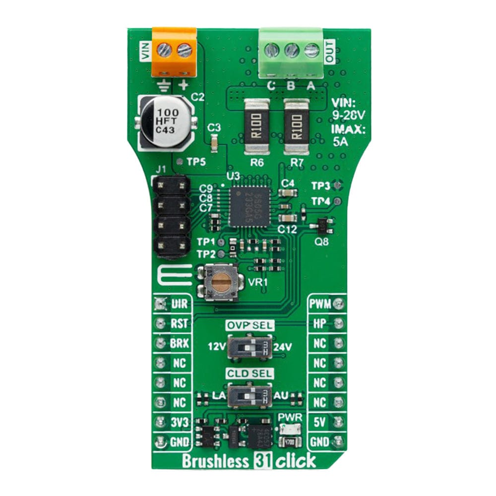 Mikroelektronika d.o.o. MIKROE-6348 Brushless 31 Click Board™ - Advanced Brushless Motor Controller for Precision Applications - The Debug Store UK