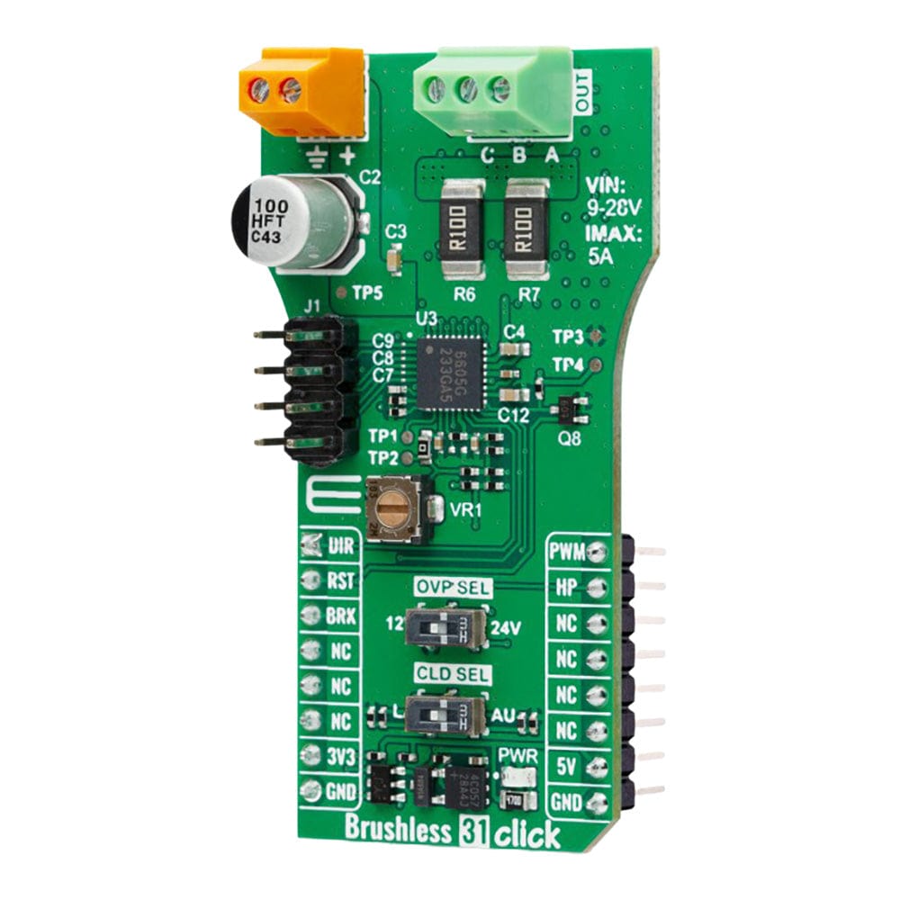 Mikroelektronika d.o.o. MIKROE-6348 Brushless 31 Click Board™ - Advanced Brushless Motor Controller for Precision Applications - The Debug Store UK