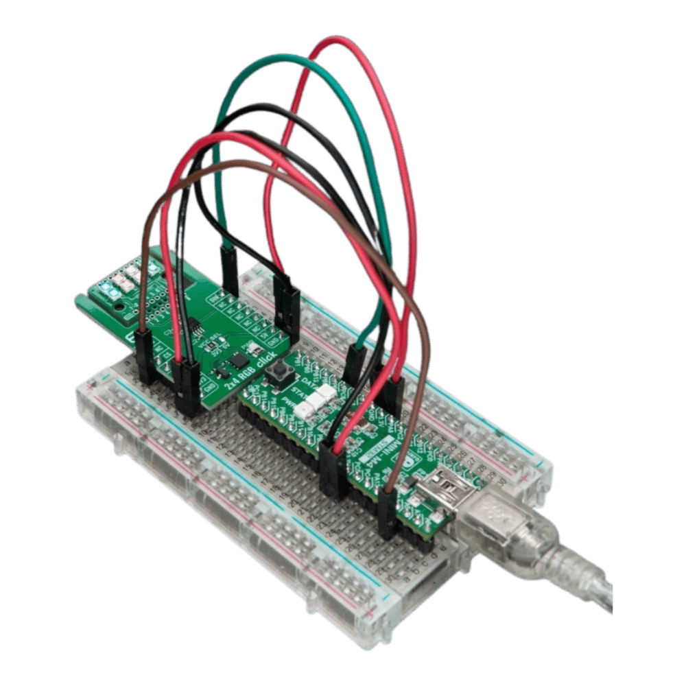 Mikroelektronika d.o.o. MIKROE-6378 2x4 RGB Click - Compact RGB LED Matrix for Embedded Projects - The Debug Store UK