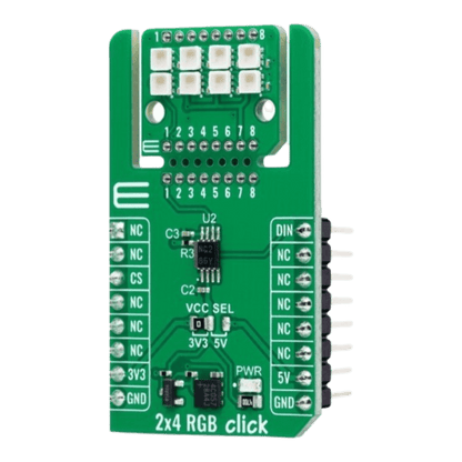 Mikroelektronika d.o.o. MIKROE-6378 2x4 RGB Click - Compact RGB LED Matrix for Embedded Projects - The Debug Store UK