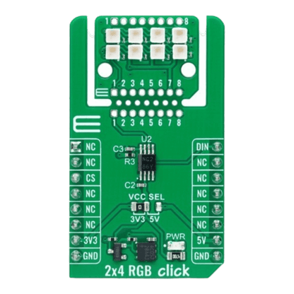 Mikroelektronika d.o.o. MIKROE-6378 2x4 RGB Click - Compact RGB LED Matrix for Embedded Projects - The Debug Store UK