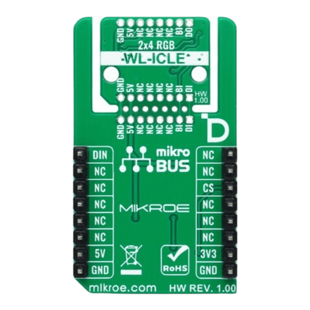 Mikroelektronika d.o.o. MIKROE-6378 2x4 RGB Click - Compact RGB LED Matrix for Embedded Projects - The Debug Store UK