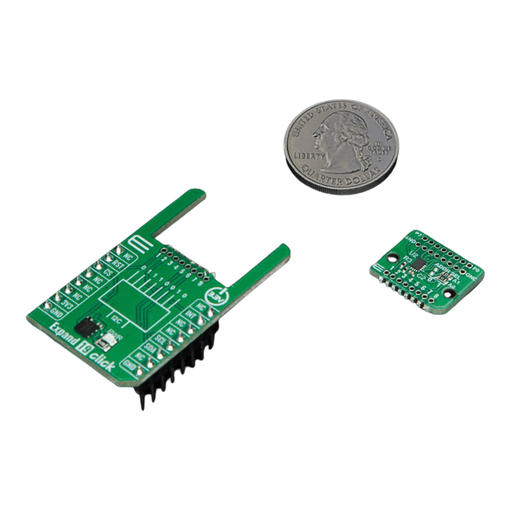 Mikroelektronika d.o.o. MIKROE-6400 Expand 19 Click Board™ - 8-Bit I2C I/O Expander with Flexible Positioning - The Debug Store UK