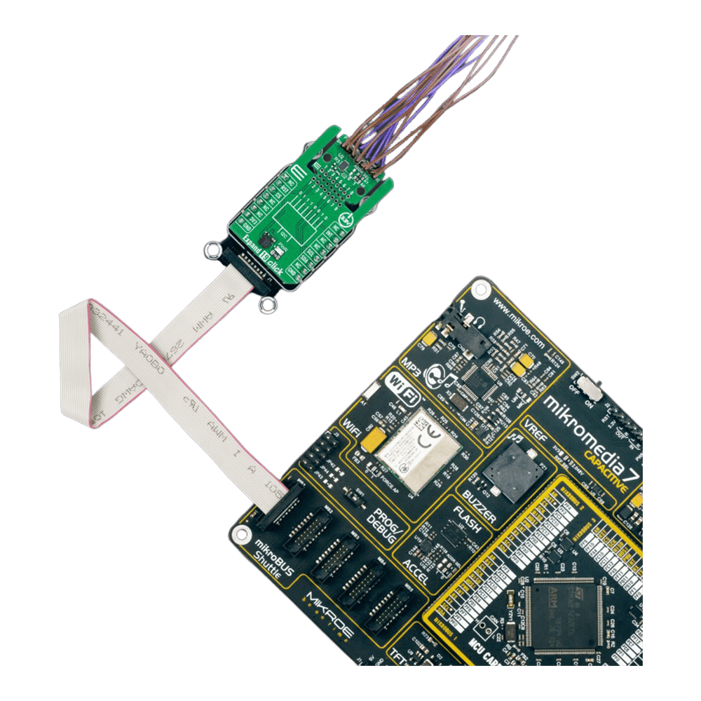 Mikroelektronika d.o.o. MIKROE-6400 Expand 19 Click Board™ - 8-Bit I2C I/O Expander with Flexible Positioning - The Debug Store UK