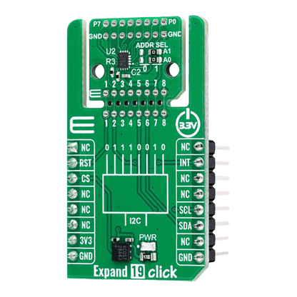 Mikroelektronika d.o.o. MIKROE-6400 Expand 19 Click Board™ - 8-Bit I2C I/O Expander with Flexible Positioning - The Debug Store UK