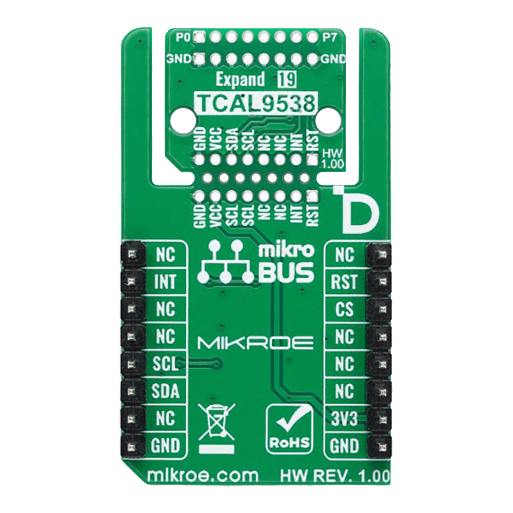 Mikroelektronika d.o.o. MIKROE-6400 Expand 19 Click Board™ - 8-Bit I2C I/O Expander with Flexible Positioning - The Debug Store UK