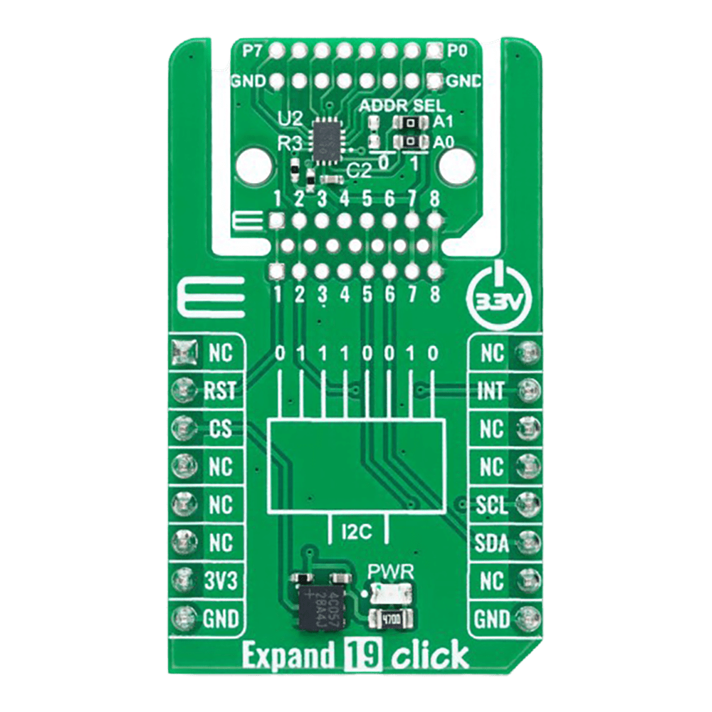 Mikroelektronika d.o.o. MIKROE-6400 Expand 19 Click Board™ - 8-Bit I2C I/O Expander with Flexible Positioning - The Debug Store UK