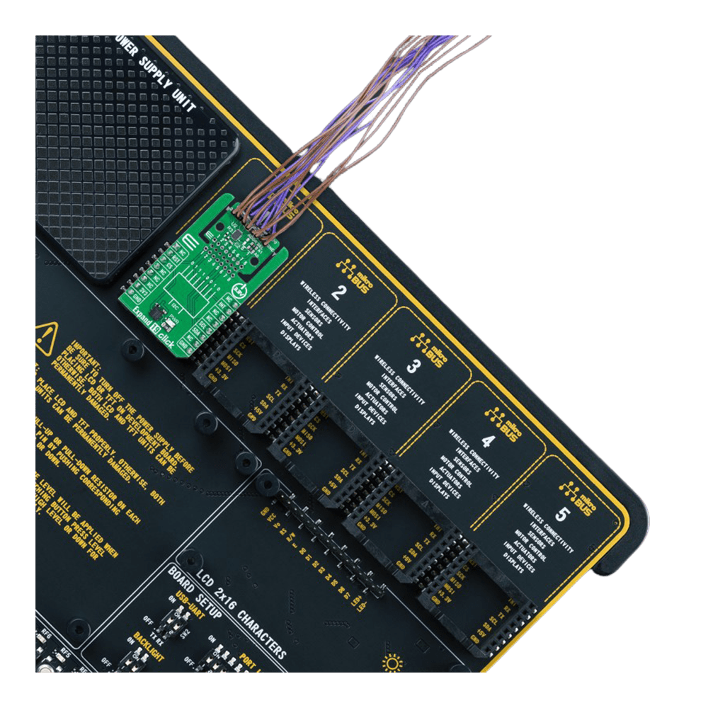 Mikroelektronika d.o.o. MIKROE-6400 Expand 19 Click Board™ - 8-Bit I2C I/O Expander with Flexible Positioning - The Debug Store UK