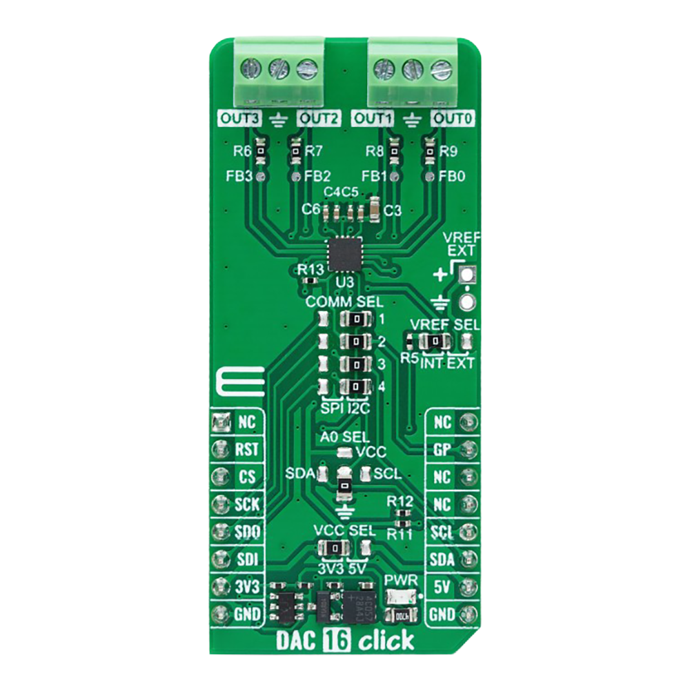 DAC 16 Click Board™ - 12-bit Precision DAC for Voltage and Current Output Applications