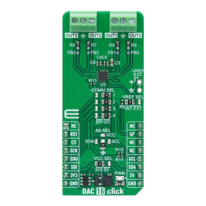 DAC 16 Click Board™ - 12-bit Precision DAC for Voltage and Current Output Applications