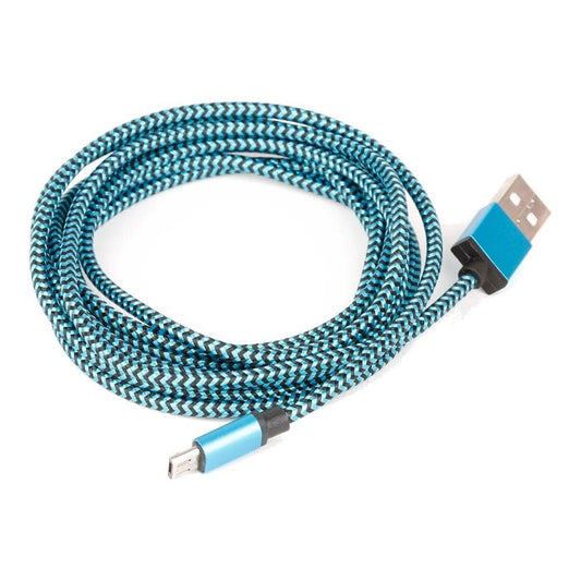 Mikroelektronika d.o.o. MIKROE-2235 USB Cable 2m Braided Blue (Type A-Micro B) - The Debug Store UK
