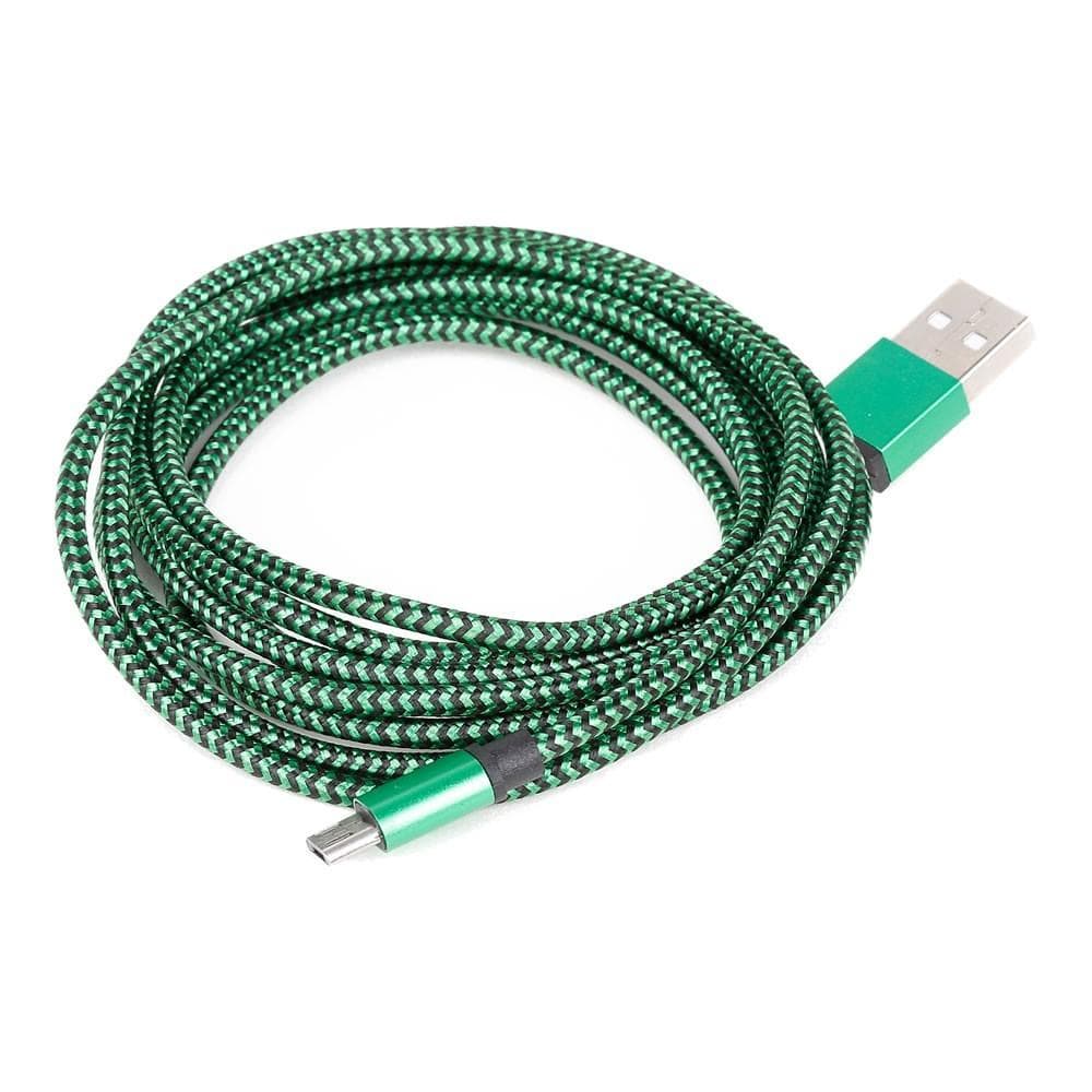 Mikroelektronika d.o.o. MIKROE-2231 USB Cable 2m Braided Green (Type A-Micro B) - The Debug Store UK