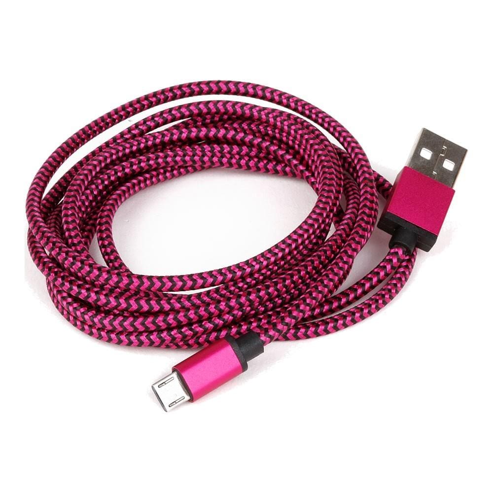 Mikroelektronika d.o.o. MIKROE-2233 USB Cable 2m Braided Pink (Type A-Micro B) - The Debug Store UK