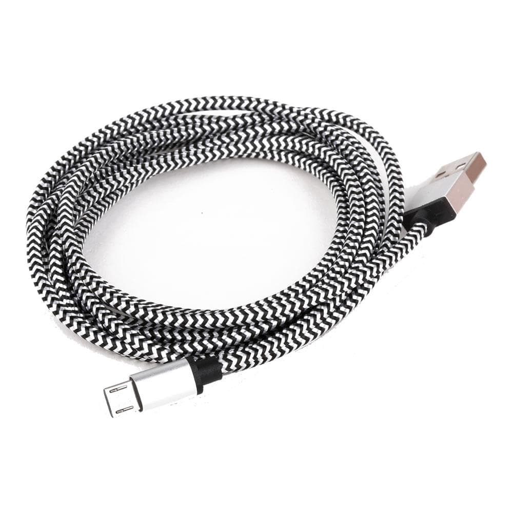 Mikroelektronika d.o.o. MIKROE-2232 USB Cable 2m Braided Silver (Type A-Micro B) - The Debug Store UK