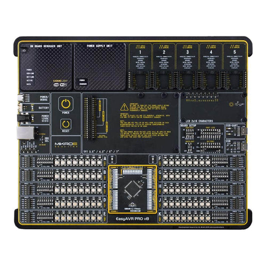 Mikroelektronika d.o.o. MIKROE-5372 EasyAVR PRO v8 with on-board CODEGRIP over USB-C - The Debug Store UK