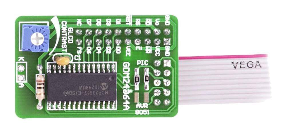 Mikroelektronika d.o.o. MIKROE-150 Serial GLCD 240x64 Adapter Board - The Debug Store UK